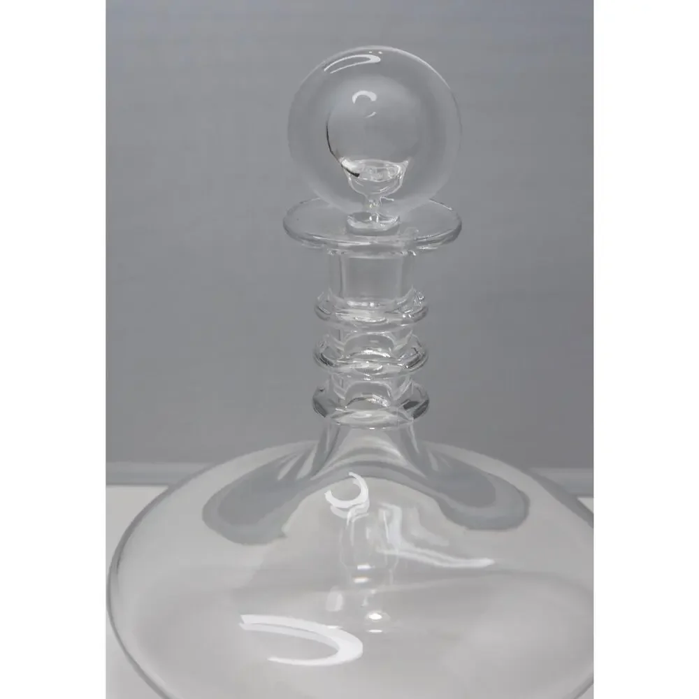 Baccarat Blown Glass Spiral Ring Neck Ship's DECANTER with Moon Stopper France